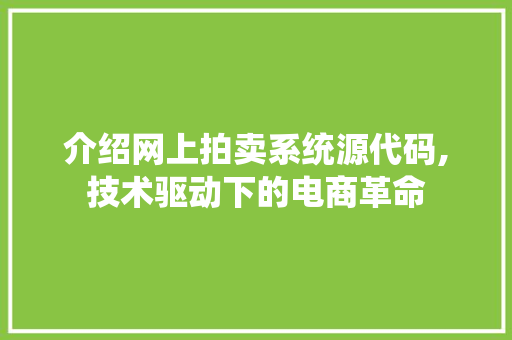 介绍网上拍卖系统源代码,技术驱动下的电商革命