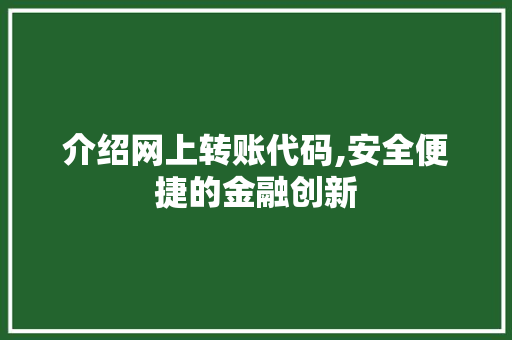 介绍网上转账代码,安全便捷的金融创新