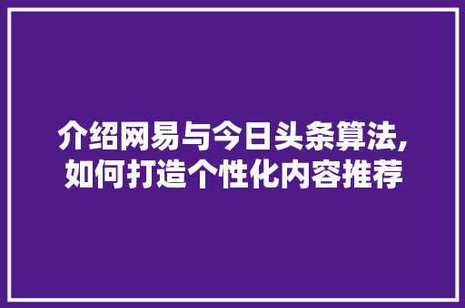 介绍网易与今日头条算法,如何打造个性化内容推荐