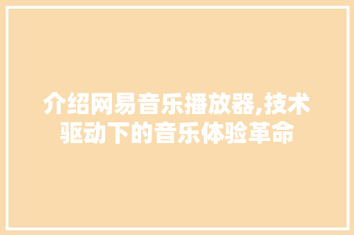 介绍网易音乐播放器,技术驱动下的音乐体验革命