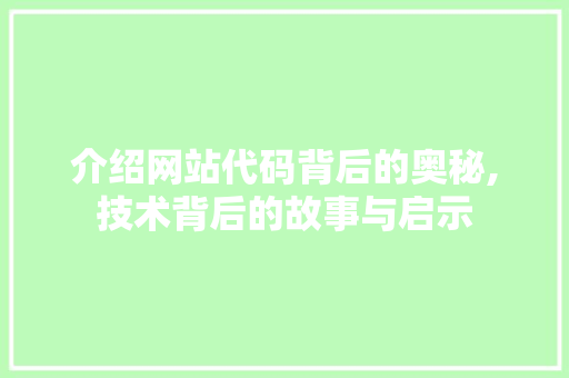 介绍网站代码背后的奥秘,技术背后的故事与启示