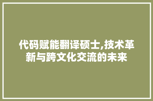 代码赋能翻译硕士,技术革新与跨文化交流的未来