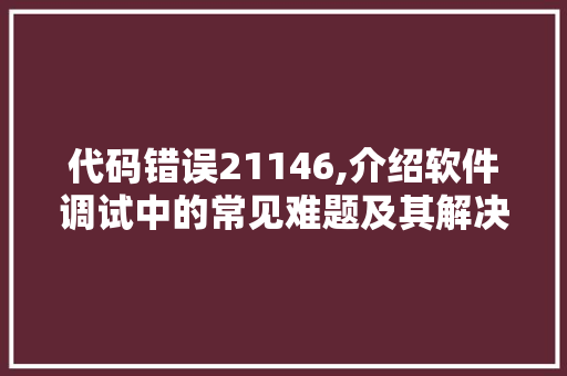 代码错误21146,介绍软件调试中的常见难题及其解决之路