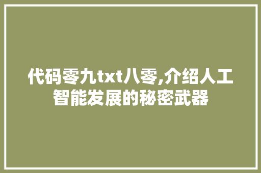 代码零九txt八零,介绍人工智能发展的秘密武器