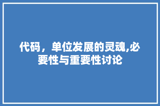 代码，单位发展的灵魂,必要性与重要性讨论