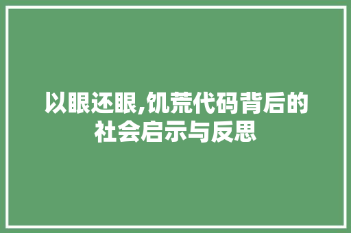 以眼还眼,饥荒代码背后的社会启示与反思