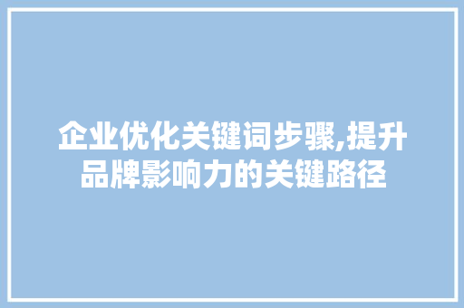 企业优化关键词步骤,提升品牌影响力的关键路径