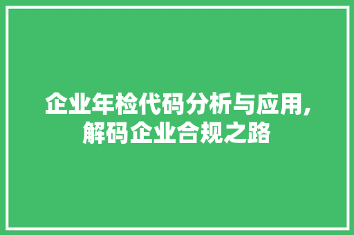 企业年检代码分析与应用,解码企业合规之路