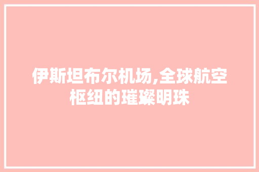 伊斯坦布尔机场,全球航空枢纽的璀璨明珠