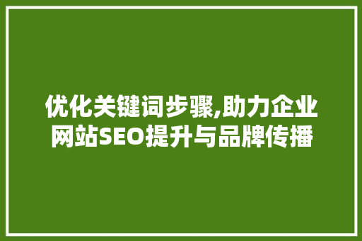 优化关键词步骤,助力企业网站SEO提升与品牌传播