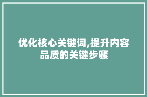 优化核心关键词,提升内容品质的关键步骤