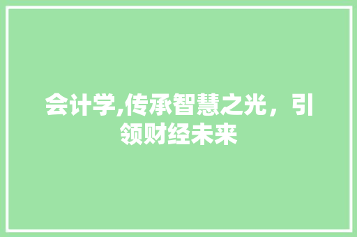 会计学,传承智慧之光，引领财经未来