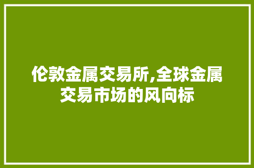 伦敦金属交易所,全球金属交易市场的风向标