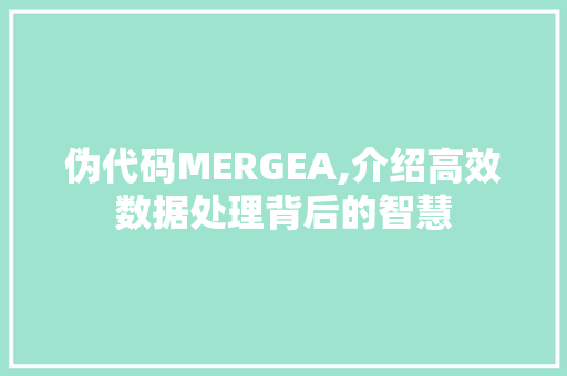 伪代码MERGEA,介绍高效数据处理背后的智慧