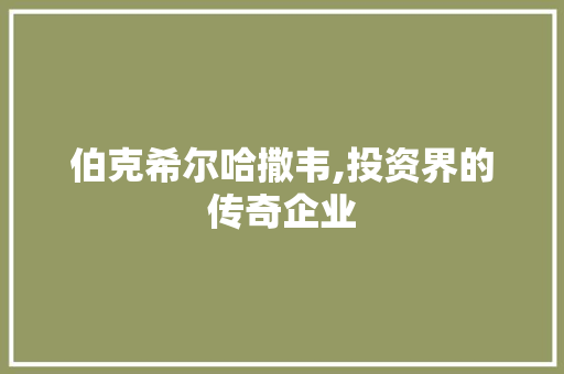 伯克希尔哈撒韦,投资界的传奇企业