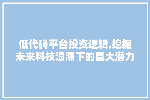 低代码平台投资逻辑,挖掘未来科技浪潮下的巨大潜力