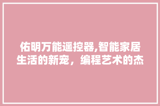 佑明万能遥控器,智能家居生活的新宠，编程艺术的杰作