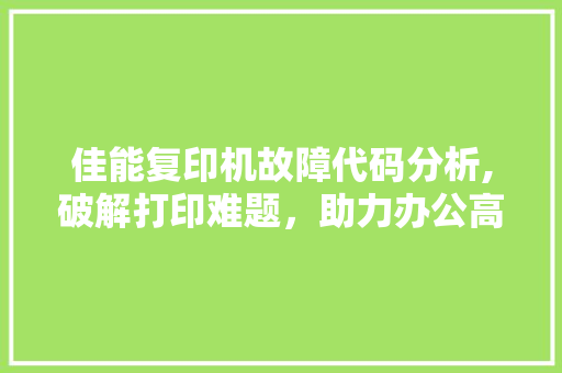 佳能复印机故障代码分析,破解打印难题，助力办公高效运转