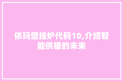 依玛壁挂炉代码10,介绍智能供暖的未来