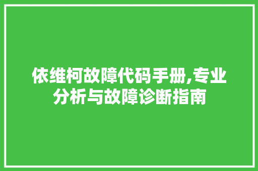 依维柯故障代码手册,专业分析与故障诊断指南