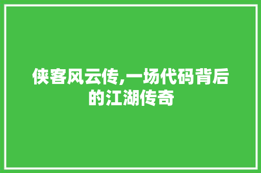 侠客风云传,一场代码背后的江湖传奇