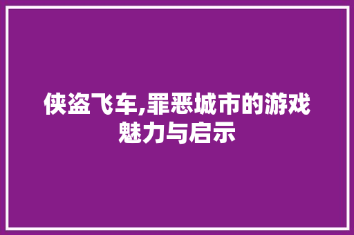 侠盗飞车,罪恶城市的游戏魅力与启示