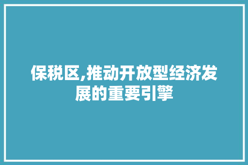 保税区,推动开放型经济发展的重要引擎