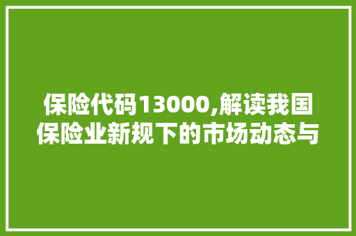 保险代码13000,解读我国保险业新规下的市场动态与消费者权益保护