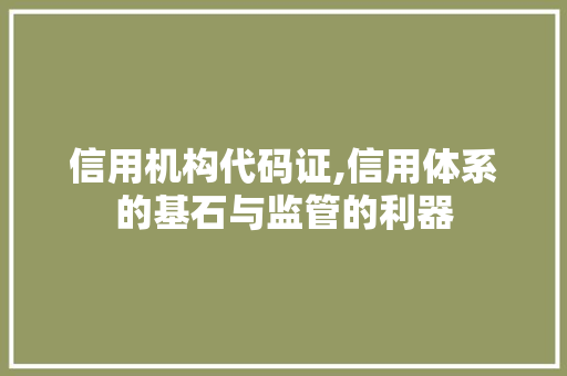 信用机构代码证,信用体系的基石与监管的利器