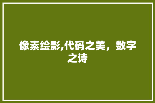 像素绘影,代码之美，数字之诗