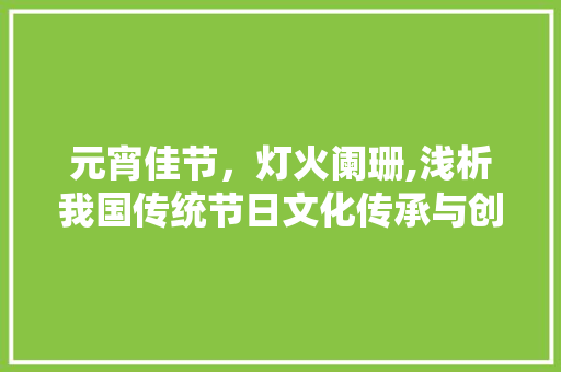 元宵佳节，灯火阑珊,浅析我国传统节日文化传承与创新