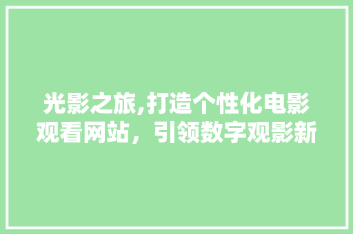 光影之旅,打造个性化电影观看网站，引领数字观影新时代