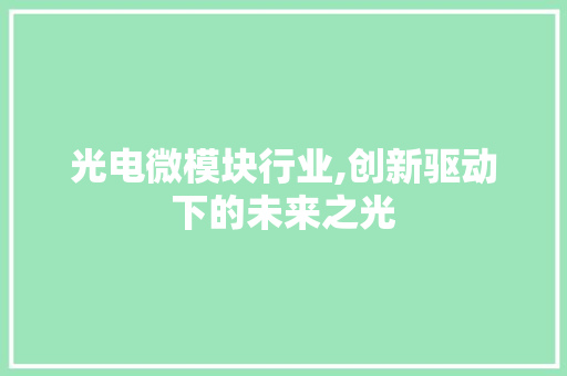 光电微模块行业,创新驱动下的未来之光