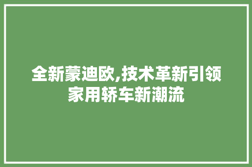 全新蒙迪欧,技术革新引领家用轿车新潮流