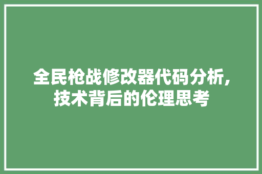 全民枪战修改器代码分析,技术背后的伦理思考