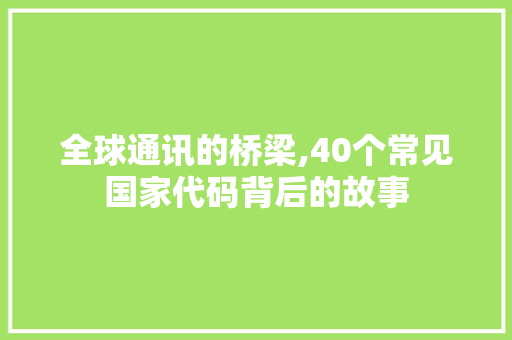 全球通讯的桥梁,40个常见国家代码背后的故事