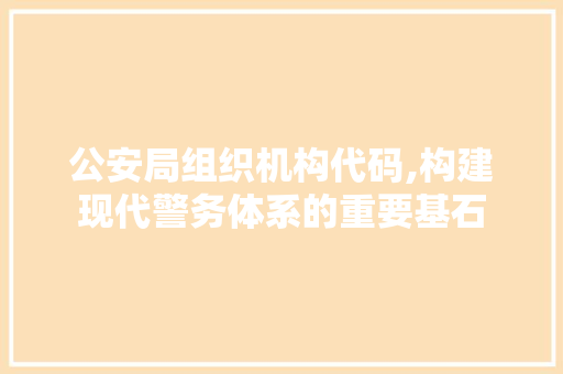 公安局组织机构代码,构建现代警务体系的重要基石