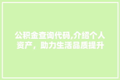 公积金查询代码,介绍个人资产，助力生活品质提升