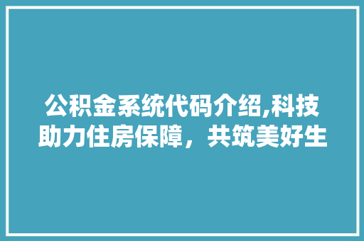 公积金系统代码介绍,科技助力住房保障，共筑美好生活