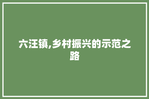 六汪镇,乡村振兴的示范之路