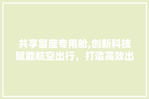 共享留座专用舱,创新科技赋能航空出行，打造高效出行体验