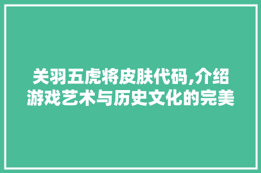 关羽五虎将皮肤代码,介绍游戏艺术与历史文化的完美融合