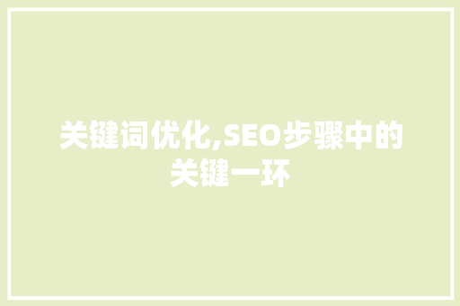 关键词优化,SEO步骤中的关键一环