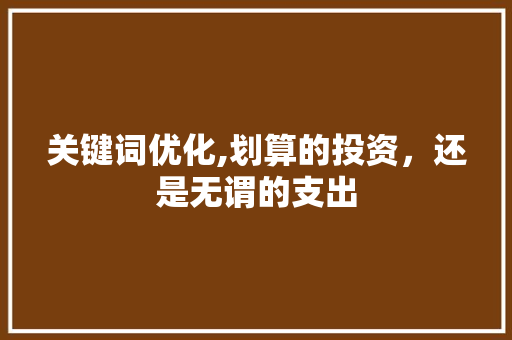 关键词优化,划算的投资，还是无谓的支出