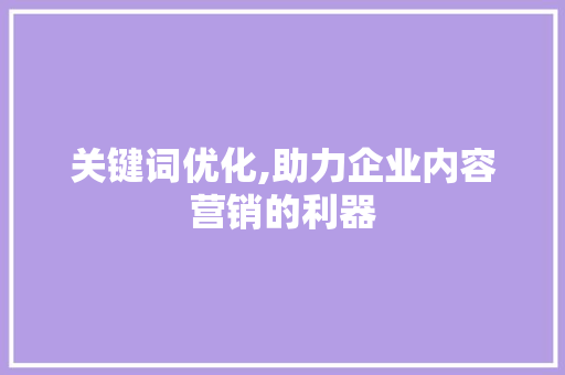 关键词优化,助力企业内容营销的利器