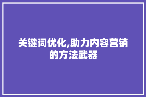 关键词优化,助力内容营销的方法武器