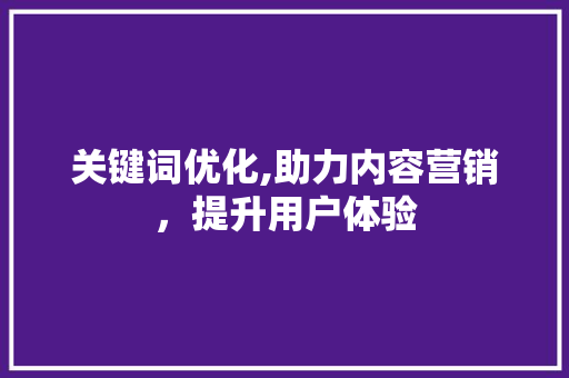 关键词优化,助力内容营销，提升用户体验