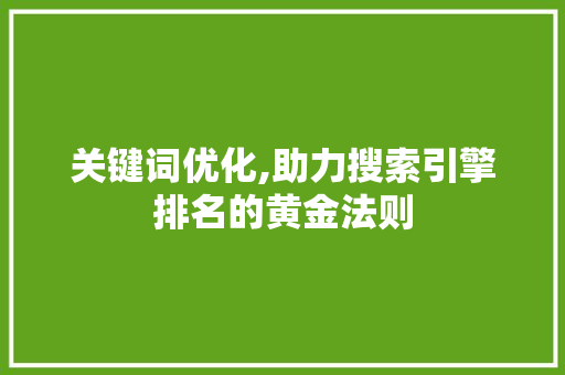 关键词优化,助力搜索引擎排名的黄金法则