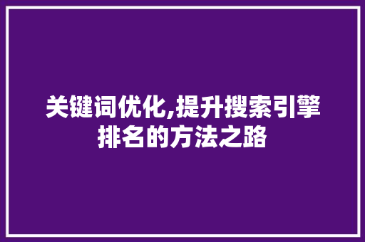 关键词优化,提升搜索引擎排名的方法之路