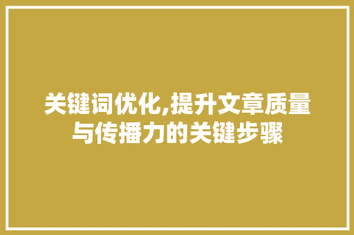 关键词优化,提升文章质量与传播力的关键步骤